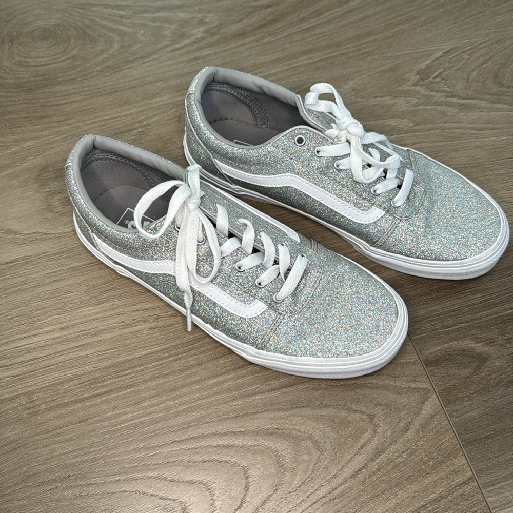 GLITTER Vans Old Skool Sneakers in Silver